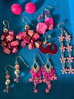 💖🌸Pretty In Pink Vintage & Modern Pierced Earrings Bundle - 7 Pair Lot🌸💖